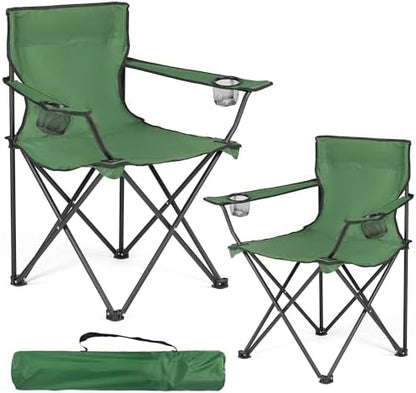 WEIDIORME 2 Pack Lightweight Camping Chairs for Adults & Teens, Capacity Foldable Portable Chairs with Carry Bag, Compact Design for Camping, Beach, Picnics, and Outdoor Events