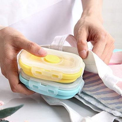 Collapsible Silicone Food Storage Container, Portion Control Container with Clip-on Lid, Stackable, Space Saving, Microwave/Fridge/Freezer/Dishwasher Safe, 5 Oz, Pack of 4