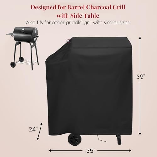 35" Barrel Grill Cover for DNKMOR Charcoal Grill with Side Table