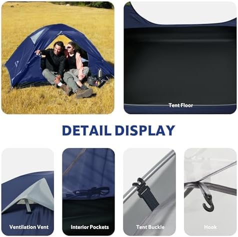 Naturehike Bleik-A 2-3 Person Camping Tent, Waterproof Double Layer Lightweight Backpacking Tents for Camping