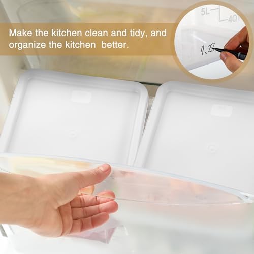 FoldTier 2 Pcs Square Food Storage Containers, White, 12 Qt
