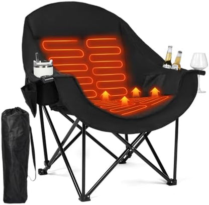 Heated Oversized Camping Chair - Heavy Duty Padded Comfy Warm Outdoor Chair