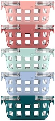 Ello Duraglass 3.4 Cup Round Glass Meal Prep Containers, 10 Pc, Melon