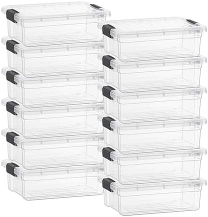 Superio Clear Plastic Storage Bins with Lid, Organizing Containers, Stackable Plastic Tote for Home, Garage, Dorm, School, and Office (4.5 Quart, 12-Pack)