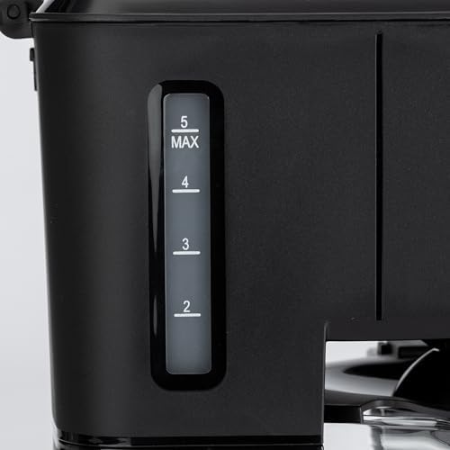 Amazon Basics 5 Cup Drip Coffee Maker with Glass Coffee Pot (0.8 Qt), Auto Shut-off, Auto Pause, Removable Filter Basket, Matte Black