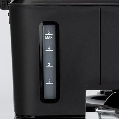 Amazon Basics 5 Cup Drip Coffee Maker with Glass Coffee Pot (0.8 Qt), Auto Shut-off, Auto Pause, Removable Filter Basket, Matte Black