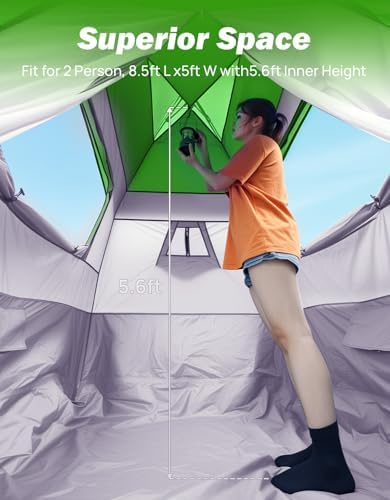 JOYTUTUS Automatic Truck Tent, Easy Set-up, Portable Truck Bed Tent 5.5FT-6.5FT with Rainfly, Truck Camping Tent with Waterproof PU2000mm Double Layer for 2 Person