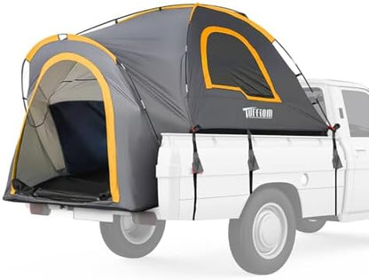 TUFFIOM 5.5-6ft Pickup Truck Tent for Camping, Truck Bed Tent with Reinforcement Fiberglass Poles, PU2000mm Waterproof and Rainfly for 2 People, Easy Set Up, Good Ventilation, Yellow