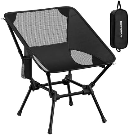SONGMICS Camping Chair, Steel Frame, Supports 330.7 lb, 2 Storage Pockets
