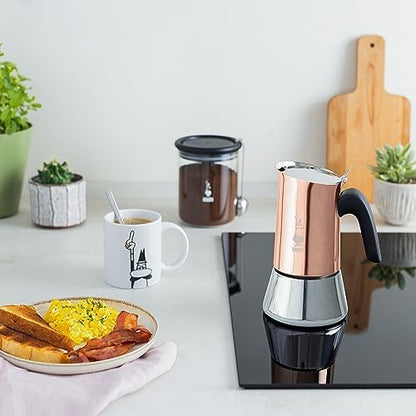 Bialetti - New Venus Induction, Stovetop Coffee Maker, Suitable for all Types of Hobs, 18/10 Steel, 4 Cups (5.7 Oz), Aluminum, Copper