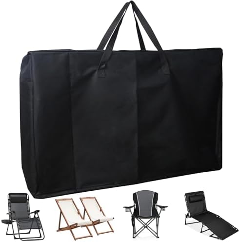 Heavy Duty Folding Chair Storage Bag, 600D Chair Storage Case for Beach Chair Camping Chair Zero Gravity Chair Folding Recliners, Extra Large Travel Bag with Zippers, 41.5" Lx 11" Wx 28.5" H