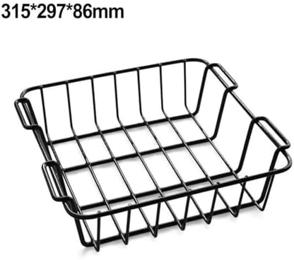 Multi-section Iron Basket Camping Storage Basket for Separating and Organizing Food and Drinks, Lightweight and Portable Design (315x297x86mm)