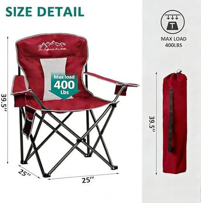 Camping Chairs Outdoor Portable Folding Chair with Mesh Back, Red