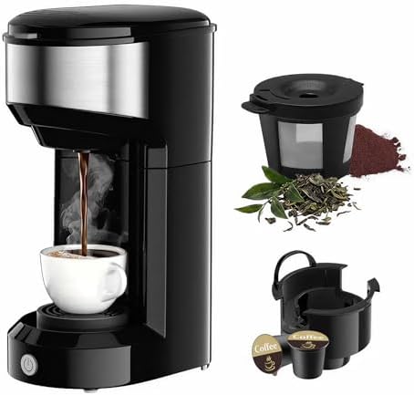 Single Serve Coffee Maker, Small K Pod&Ground Coffee Machine