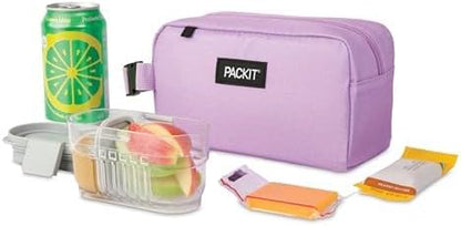 PackIt Freezable Snack Box, Lavender, Built with ECOFREEZE Technology, Collapsible, Reusable, Zip Closure with Buckle Handle, Designed For Work Snacks, Fresh Snacks On the Go, Adults, and All Ages
