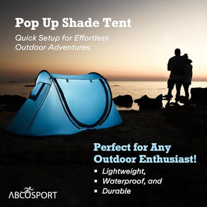 Abco Tech Pop Up Tent - Portable Tent for Camping 2 Person Pop Up with Double Doors - Water-Resistant and UV Protection - Foldable Cabana with Zipper and Carrying Bag - Sky Blue, 88.6"x47.2"x37.4"