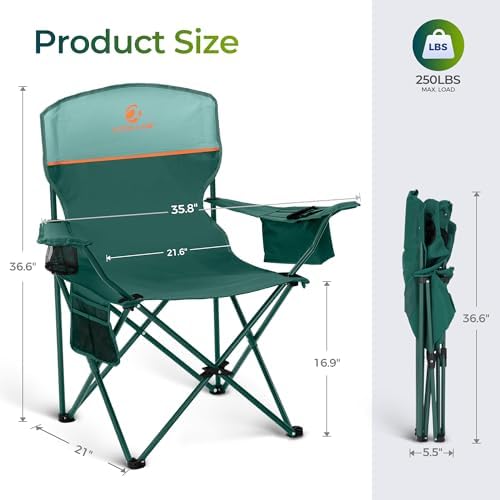 ALPHA CAMP Folding Camping Chair for Adults Lawn Chair for Camping Outdoor