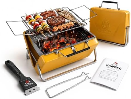 Ranger Portable Charcoal Grill, Compact Folding Camping BBQ