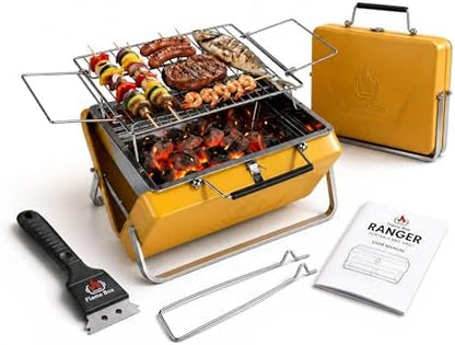 Ranger Portable Charcoal Grill, Compact Folding Camping BBQ