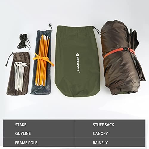 Bessport Camping Tent 1/2 Person Tent Waterproof Two Doors Backpacking Tent Easy Setup Lightweight for Outdoor, Hiking Mountaineering Travel