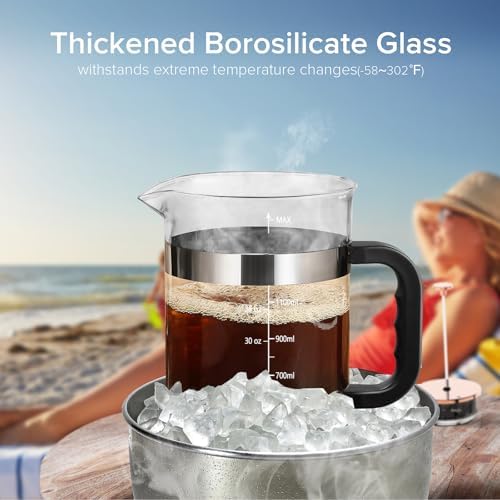 QUQIYSO French Press Coffee Maker 51oz, Large French Press, Thickened Glass