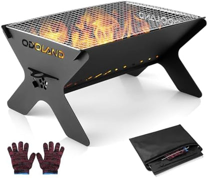 Odoland Portable Folding Charcoal Grills for Outdoor Cooking Bonfire BBQ