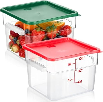 FoldTier 2 Pcs Square Food Storage Containers, Green, Red, 12 Qt
