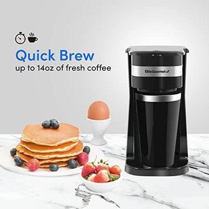 Elite Gourmet EHC114 Personal Single-Serve Compact Coffee Maker, Black
