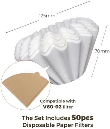 AGOGO Stainless Pour Over Coffee Maker Set, 50 Paper Filters, 30oz, Cream