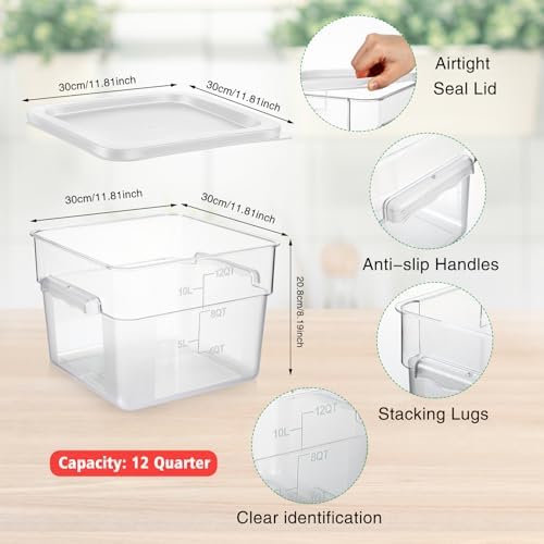 FoldTier 2 Pcs Square Food Storage Containers, White, 12 Qt
