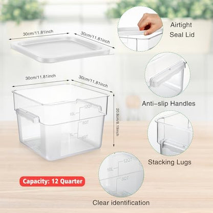 FoldTier 2 Pcs Square Food Storage Containers, White, 12 Qt