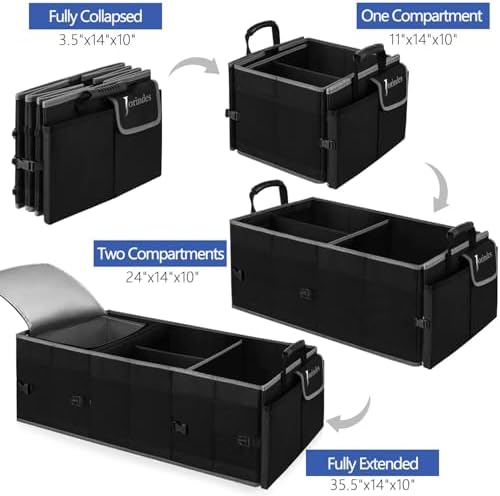 Trunk Organizer and Storage with Built-In Insulated Leak Proof Cooler Bag