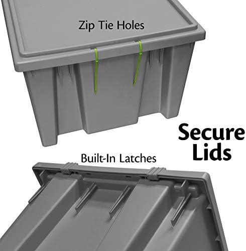Akro-Mils 35230 Nest and Stack Plastic Storage Container and Distribution Tote, (23-1/2-Inch L x 19-1/2-Inch W x 13-Inch H), Gray, (3-Pack)