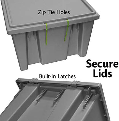 Akro-Mils 35230 Nest and Stack Plastic Storage Container and Distribution Tote, (23-1/2-Inch L x 19-1/2-Inch W x 13-Inch H), Gray, (3-Pack)