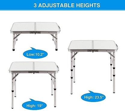 RedSwing 2ft Folding Camping Table,Small Portable Pinic Table Adjustable Height, Lightweight Aluminum Camping Table for Outdoor Indoor Hiking Camp