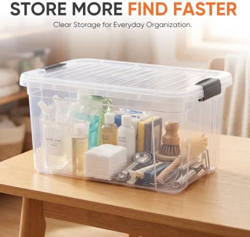 Superio 11 Quart Clear Plastic Storage Boxes with Lids, Stackable Organizer Containers, BPA-Free Storage Bins for Home, Office, School & Dorm, 8 Pack