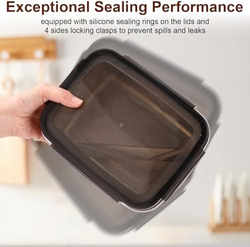12 Pcs 61oz/ 1800 ml 304 Stainless Steel Food Containers with Lid, FDA Registered Airtight Lunch Container Reusable Meal Prep Storage Box Freezer/Dishwasher Safe for Home Kitchen