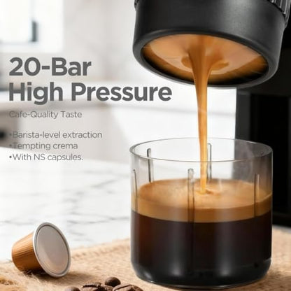 12V Portable Espresso Machine - Cordless Coffee Maker with 20 Bar Pump, 15000mAh Battery, Fast Heating, NS Capsule Compatible for Camping, Car, Travel