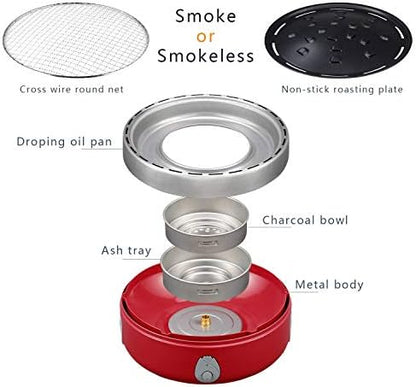 Portable Smokeless Charcoal BBQ Grill - Outdoor Camping Small Tabletop Cooking Mini Barbecue - Built in Fan Power by 4A Battery Or Phone Charge