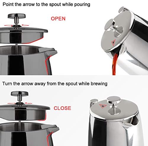 Secura French Press Coffee Maker, 50-Ounce, 304 Stainless Steel Insulated Coffee Press with Extra Screen (Pack of 2)