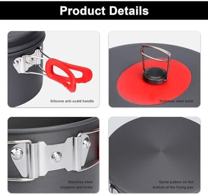 ALOCS Camping Cookware Set Camping Gear Compact Camping Pots and Pans Set