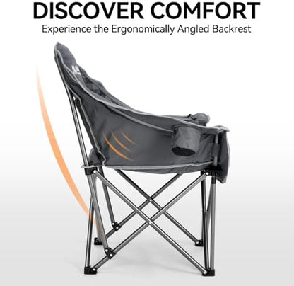 Huskfirm Oversized Camping Chair,Padded Camping Chairs Support 450LBS, Grey