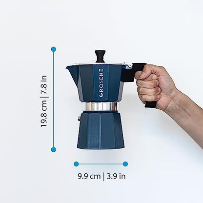 GROSCHE Milano Stovetop Espresso Maker Moka Pot 6 espresso Cup, 9.3 oz Blue
