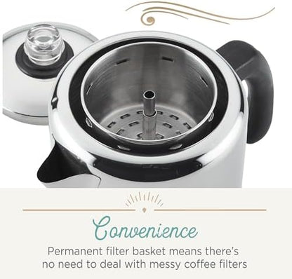 Farberware Classic Stainless Steel Yosemite Coffee Percolator, 8-Cup