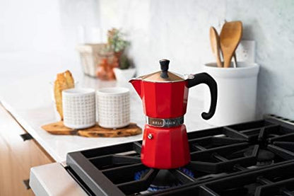 Bellemain Stovetop Espresso Maker, Italian Moka Pot, 3-Cup Red