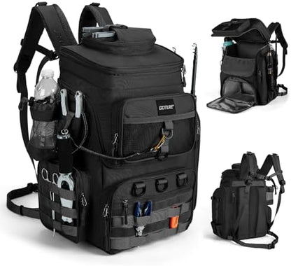 Goture Fishing Backpack with Cooler,55L 900D Tackle Backpack & Rod Holders