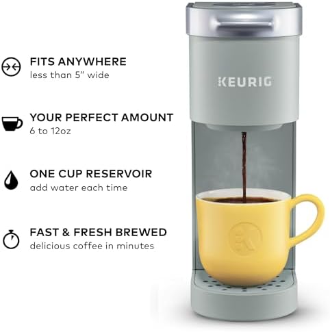 Keurig K-Mini Single Serve K-Cup Pod Coffee Maker, 6 to 12oz Brew size, with Cord Storage, Perfect for Small Spaces, Studio Gray