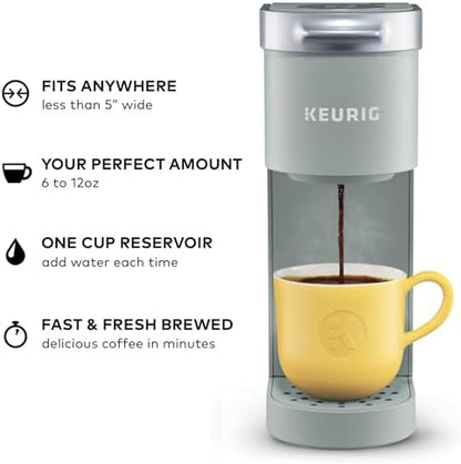 Keurig K-Mini Single Serve K-Cup Pod Coffee Maker, 6 to 12oz Brew size, with Cord Storage, Perfect for Small Spaces, Studio Gray