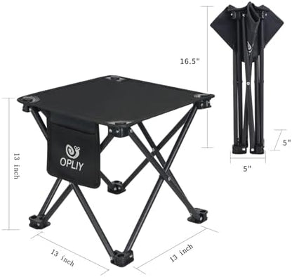 Opliy Camping Stool 2 Pack,13 Inch Portable Folding Stool for Outdoor Gardening and Beach Hiking Fishing,Foot Stool with Carry Bag (Black)
