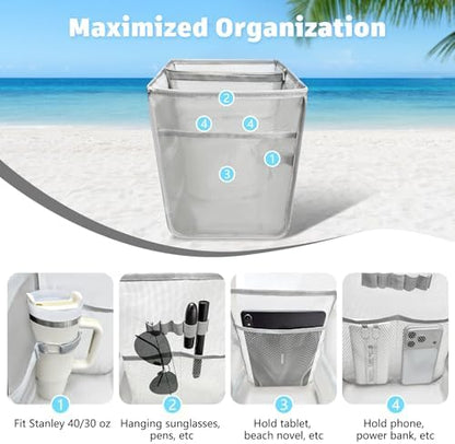 XYFuuee 2-in-1 Cooler Organizer Insert for X Large Bogg Bag Accessories, PEVA Portable Leak-Proof Ice Chest, Lightweight Mesh Divider Inserts Pouch with 4Fastener for XL Bog Beach Rubber Tote